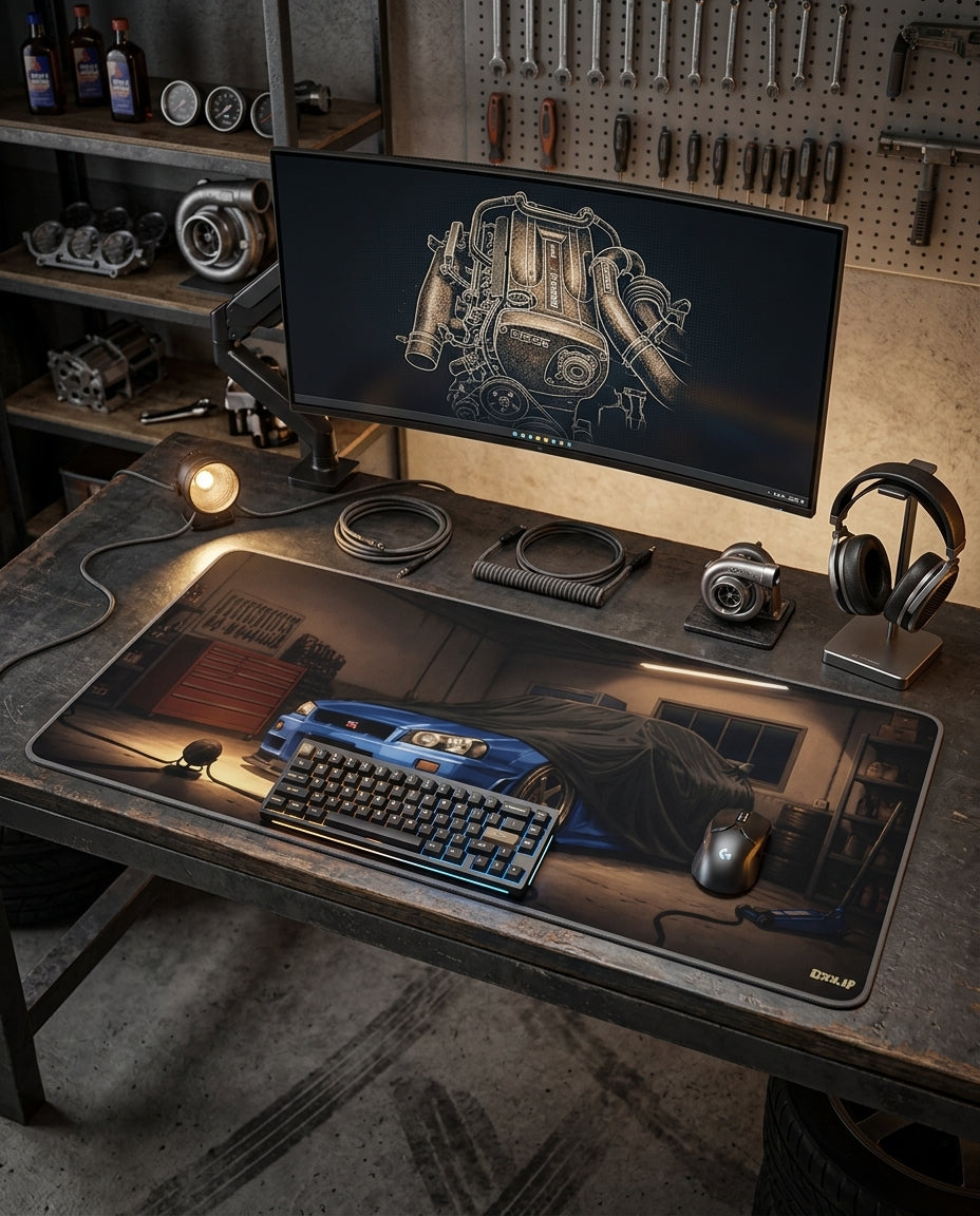 The Legend Sleeps - R34 GT-R Garage Deskmat