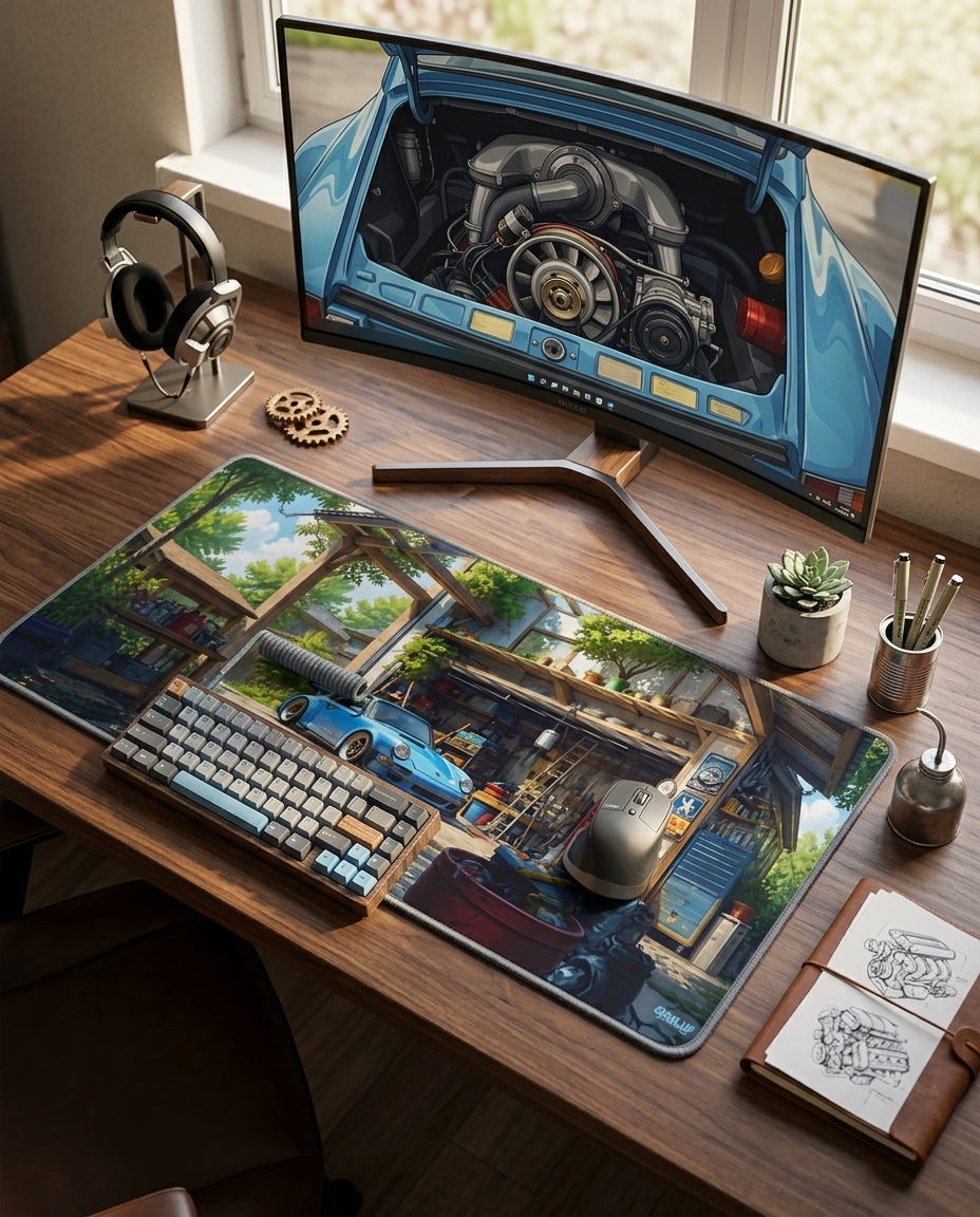 Blue Workshop - RWB Porsche Deskmat